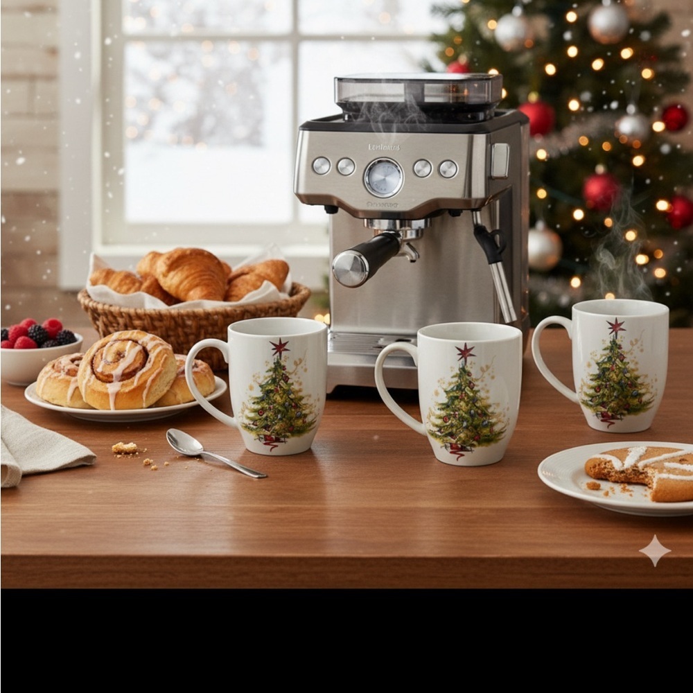 Pottery Barn Christmas Tree Coffee Gobelet Mugs Set of 4
